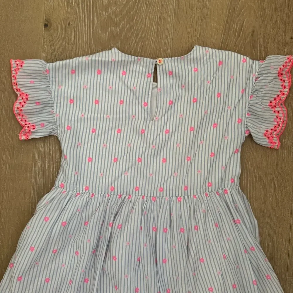 J Crew CrewCuts Girls Embroidered prairie cottagecore Striped Dress size 7 years